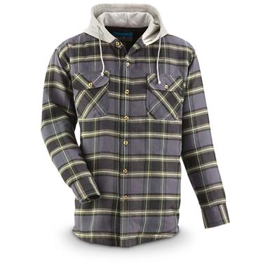 Men's Quilt-Lined Hooded Flannel Shirt - 665227, Shirts & Polos at ...