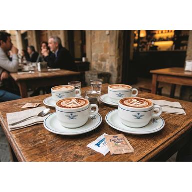 Italian Military Surplus Coffee Cup Saucer Sets, 4 Pack, New