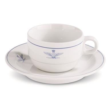 Italian Military Surplus Coffee Cup Saucer Sets, 4 Pack, New