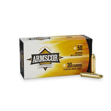 Armscor, .30 Carbine, FMJ, 110 Grain, 50 Rounds - 665692, .30 M1 ...