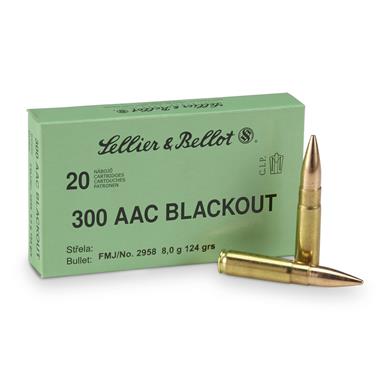 Sellier & Bellot, .300 AAC Blackout, FMJ, 124 Grain, 20 Rounds