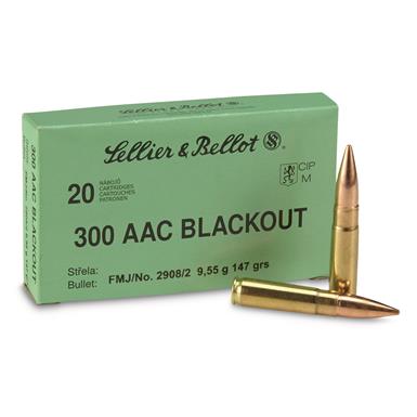 Sellier & Bellot, .300 AAC Blackout, FMJ, 147 Grain, 20 Rounds