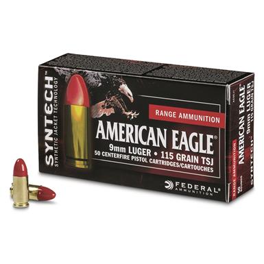 Federal American Eagle Syntech, 9mm Luger, TSJ, 115 Grain, 50 Rounds