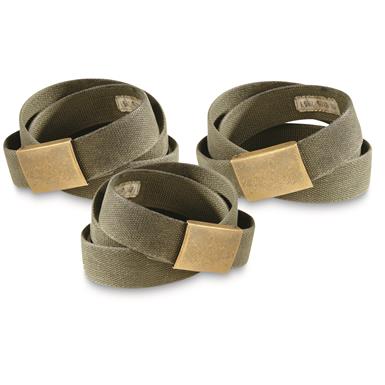 German Military Surplus Canvas Trouser Belts, 3 Pack, Like New