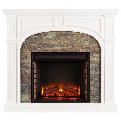 Southern Enterprises Tanaya Stacked Stone Fireplace White - 671474