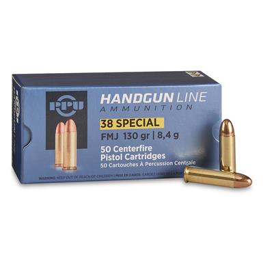 PPU, .38 Special, FMJ, 130 Grain, 50 Rounds