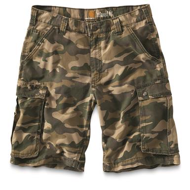 shorts camo carhartt cargo rugged mens khaki