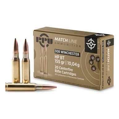 PPU Match Line, .308 Winchester, HPBT, 155 Grain, 20 Rounds