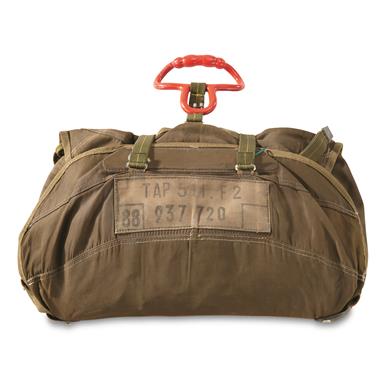French Military Surplus Parachute Bag With Cords Used 680192 French Military Surplus Parachute Bag With Cords Used