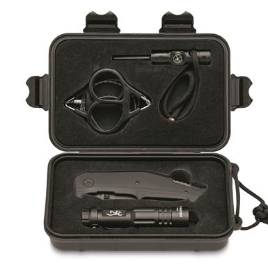Browning Survival Knife Kit, Flashlight, Waterproof Case, 3.5" Blade