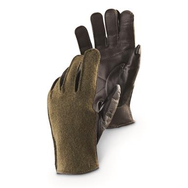 French Military Surplus Leather/Wool Gloves, New