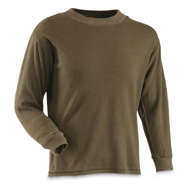 Belgian Military Surplus Wool Blend Long Sleeve Shirt, 3 Pack, Used