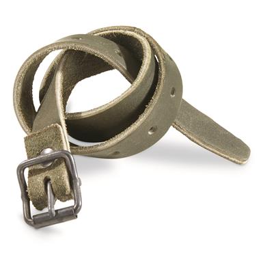 Swedish Military Surplus Leather Strap, Olive Drab, 8 Pack, Used