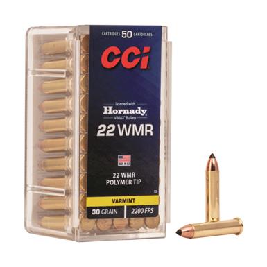 CCI, .22 Winchester Magnum, Poly-Tip V-MAX, 30 Grain, 50 Rounds