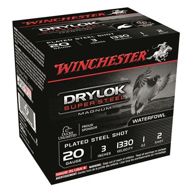 Winchester DryLok Super Steel Magnum, 20 Gauge, 3" Shot Shells, 1 oz., 250 Rounds