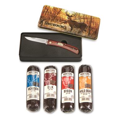 Browning Pocket Knife Gift Tin with Sausage Set