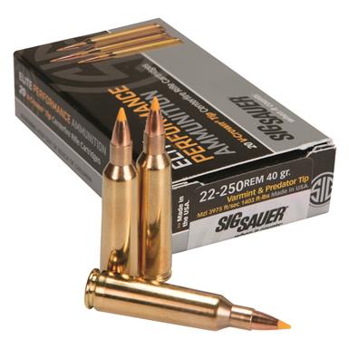 SIG SAUER Elite Varmint & Predator, .22-250 Remington,THP, 40 Grain, 20 Rounds