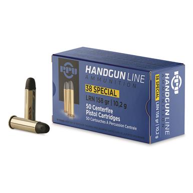 PPU Handgun Line, .38 Special, SWC, 158 Grain, 50 Rounds