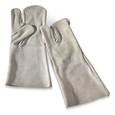 French Military Surplus Leather Chopper Trigger Finger Mittens, 2 Pack, New