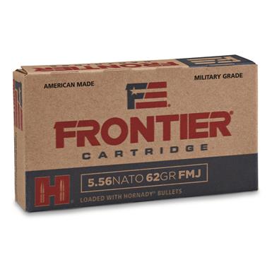 Hornady Frontier Cartridge, 5.56x45mm NATO, FMJ, 62 Grain, 150 Rounds