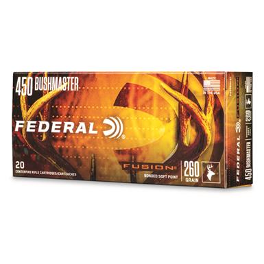 Federal Fusion, .450 Bushmaster, Fusion Soft Point, 260 Grain, 20 Rounds