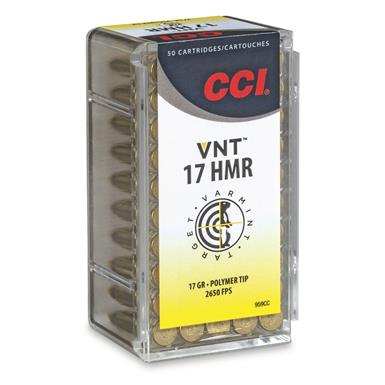 CCI Varmint, .17 HMR, VNT Varmint Polymer Tip, 17 Grain, 250 Rounds