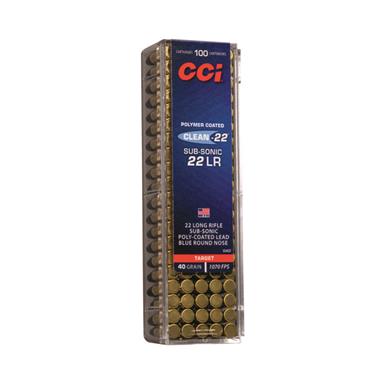 CCI Clean-22 Subsonic, .22LR, Poly-coated LRN, 40 Grain, 100 Rounds