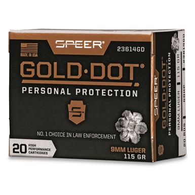 Speer Gold Dot, 9mm, GDHP, 115 Grain, 20 Rounds