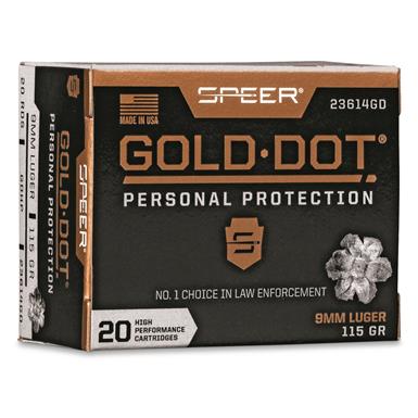 Speer Gold Dot, 9mm, GDHP, 115 Grain, 20 Rounds