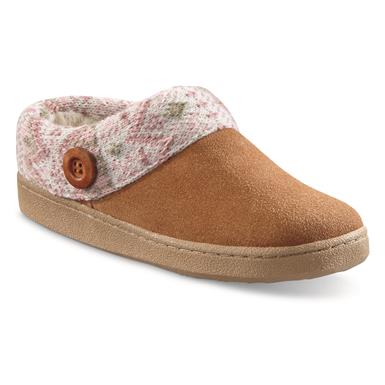 Guide Gear Women's Suede Clog Slippers with Sweater Button Collar