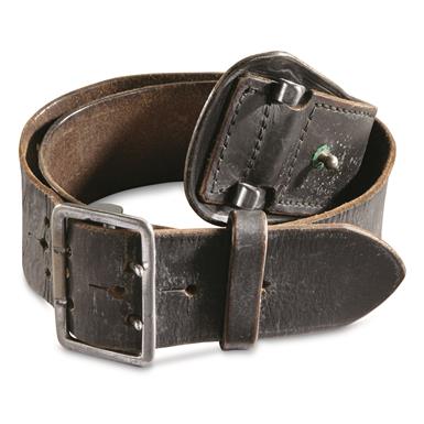 Belgian Military Surplus Leather Belt, Used