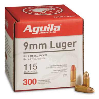 Aguila, 9mm, FMJ, 115 Grain, 300 Rounds