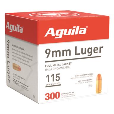 Aguila, 9mm, FMJ, 115 Grain, 300 Rounds