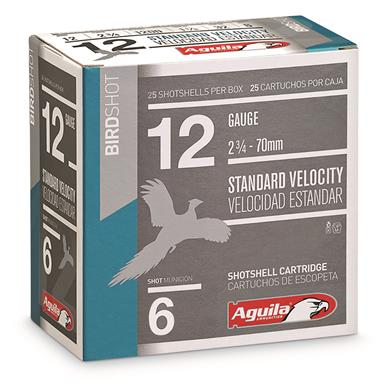 Aguila Standard Velocity Birdshot, 12 Gauge, 2 3/4", 1 1/8 oz. Shotshells, 25 Rounds