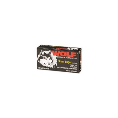 Wolf, 9mm, FMJ, 115 Grain, 500 Rounds
