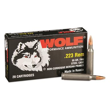 Wolf, .223 Remington, 55 Grain, FMJ Ammo, 20 Rounds