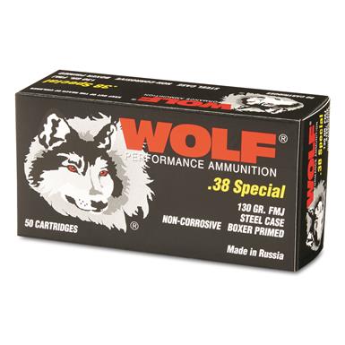 Wolf, .38 Special, FMJ, 130 Grain, 50 Rounds