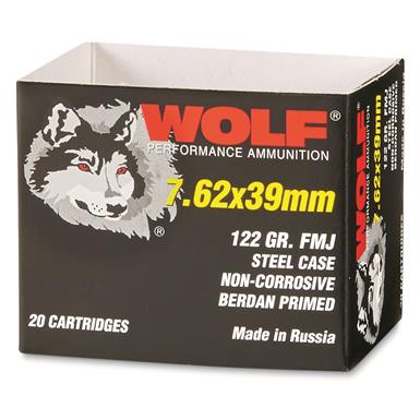 Wolf, 7.62x39mm, FMJ, 122 Grain, 1,000 Rounds