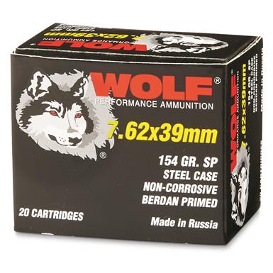 Wolf, 7.62x39mm, Soft Point, 154 Grain, 500 Rounds