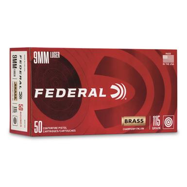 Federal Champion, 9mm, FMJ, 115 Grain, 50 Rounds