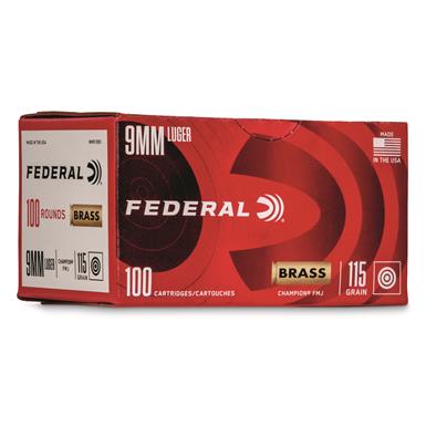 Federal Champion, 9mm, FMJ, 115 Grain, 100 Rounds