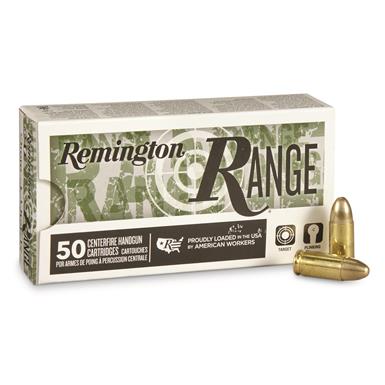 Remington Range, 9mm, FMJ, 115 Grain, 50 Rounds
