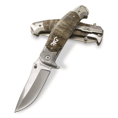 Browning Tactical Hunter Folding Knife, Mossy Oak Bottomland Camo