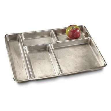 Italian Military Surplus Stainless Steel 5 Compartment Mess Tray, Used