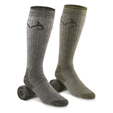 Realtree Men's Merino Wool Blend Boot Socks, 2 Pairs