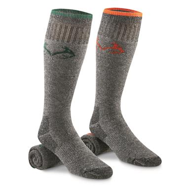 Realtree Men's Merino Wool Blend Boot Socks, 2 Pairs