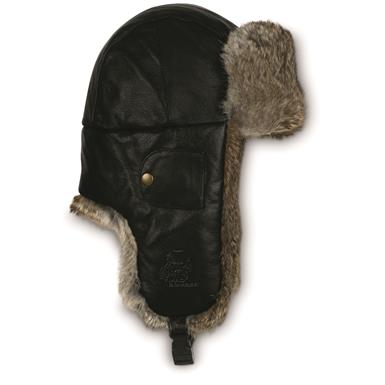 Mad Bomber Leather Rabbit Fur Hat