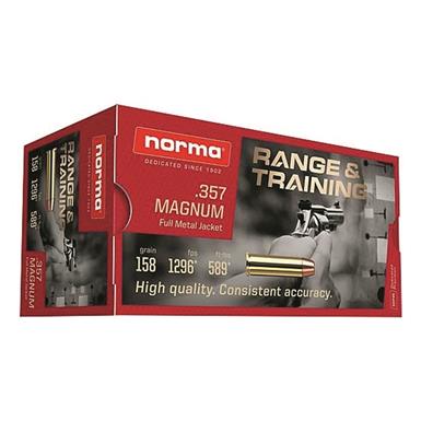 Norma Range & Training, .357 Magnum, FMJ, 158 Grain, 50 Rounds