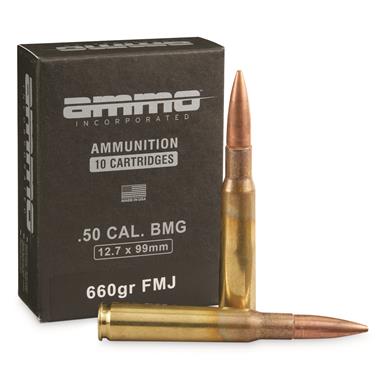 Ammo Inc., .50 BMG, FMJ, 640 Grain, 10 Rounds