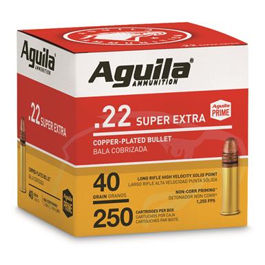Aguila Super Extra High Velocity, .22LR, CPSP, 40 Grain, 250 Rounds